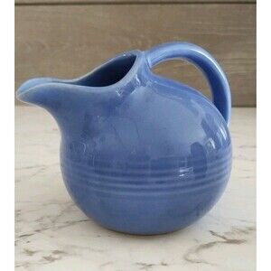 Vintage Harlequin Novelty Ball Creamer  Blue Homer Laughlin Art Deco Kitchenware